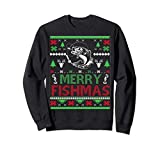 FISHING Ugly Christmas Apparel Bass Fish, Merry Fishmas. Sweatshirt