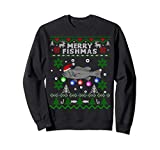 Merry Fishmas Ugly Christmas Fishing Gifts Large Mouth Bass Sweatshirt