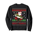 Merry Fishmas Santa Fishing Ugly Christmas Sweater Style Sweatshirt