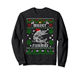 Muskie Angler Fishmas Musky Fishing Gifts Ugly Christmas Sweatshirt