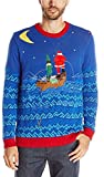 Blizzard Bay Men's Fishing Santa Sweater, Blue, Medium