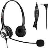 Phone Headset 2.5mm with Noise Canceling Mic & Mute Switch Ultra Comfort Telephone Headset for Panasonic AT&T Vtech Uniden Cisco Grandstream Polycom Cordless Office Phones