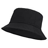 Umeepar Unisex 100% Cotton Packable Bucket Hat Sun Hat Plain Colors for Men Women (Plain Black)