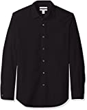 Amazon Essentials Men's Slim-Fit Long-Sleeve Solid Casual Poplin Shirt, Black, Large