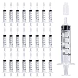 24 Pack 5ml/cc Plastic Syringes, Individually Sealed with Measurement & Cap for Feeding Pets, Liquid, Lip Gloss, Paint, Epoxy Resin, Oil, Watering Plants, Refilling