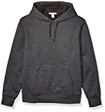 Amazon Essentials Men's Sherpa Lined Pullover Hoodie Sweatshirt, Charcoal Heather, Large