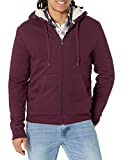 Amazon Essentials Men's Sherpa Lined Full-Zip Hooded Fleece Sweatshirt, Burgundy, Large