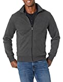 Amazon Essentials Men's Standard Full-Zip Fleece Mock Neck Sweatshirt, Charcoal Heather Large