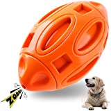 Durable Dog Squeaky Toys for Aggressive Chewers Almost Indestructible, Apasiri Dog Squeaking Interactive Toys Tough Dog Chew Toys Ball for Medium and Large Breed, Natural Rubber Pet Toys Orange