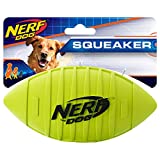 Nerf Dog Rubber Football Dog Toy with Squeaker, Lightweight, Durable and Water Resistant, 7 Inch Diameter for Medium/Large Breeds, Single Unit, Green, Model:6997