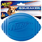 Nerf Dog Ridged Football Dog Toy with Interactive Squeaker, Lightweight, Durable and Water Resistant, 7 Inch Diameter for Medium/Large Breeds, Single Unit, Blue