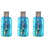 Xiaoyztan 3 Pcs 3D External Drive-Free USB Sound Card 5.1 Channel USB Audio Adapter with 3.5mm Audio Jacks, Blue