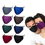 8 Pack Reusable Cloth Face Mask Washable with Adjustable Ear Straps & Nose Wire Comfortable Breathable Adult Cotton Face Masks,3 Ply Safety Mask for Women Men