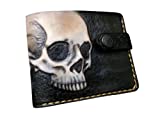 Skull, Skeleton, Men's 3D Genuine Leather Wallet, Handmade wallet, Carved wallet, Tooled wallet, Airbrush Art, Biker wallet, Custom wallet, Personalized wallet