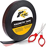 Flexible Magnetic Tape - 1/2 Inch x 10 Feet Magnetic Strip with Strong Self Adhesive - Ideal Magnetic Roll Tape for DIY and Craft Projects - Sticky Magnets for Refrigerator and Dry Erase Board
