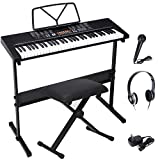 ZENY 61-Key Portable Electric Keyboard Piano with Built In Speakers, LED Screen, Headphones, Microphone, Piano Stand, Music Sheet Stand and Stool