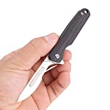 Samior S51 Small Slim Folding Pocket Flipper Scalpel Knife with 10pcs #24 Replaceable Blade, 5.1 inches G10 Handle with Liner Lock, Utility EDC Keychain Knives, 1.1oz (Black)