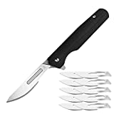 edcfans EDC Folding Pocket Knife Skinning Knives: G10 Handle, 10 Replaceable Scalpel Blades, Clip, Flipper Open, Locking Liner for Hunting, Utility Knife with Razor Surgical Carbon Steel Edge Blade