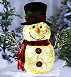 Artiflr Christmas Snowman Light Decoration - 15 Inch LED Standing Snowman with Knitted hat and Scarf, Battery Operated, Great Christmas Decoration and Gift