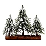 VGIA 3 Small Christmas Tree with Wood Stand Flocked Snow Christmas Decoration Tabletop Centerpiece