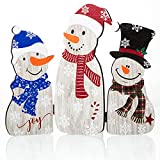 Christmas Snowman Table Top Decoration Attraction Design Table Centerpieces 11.8 x 9 Inch Decorative Snowman Folding Screen Rustic Wooden Home Tabletop Decor Xmas Table Top Signs for Tabletop Decor