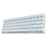 RK ROYAL KLUDGE RK61 Wireless 60% Mechanical Gaming Keyboard, Ultra-Compact 60 Keys Bluetooth Mechanical Keyboard with Programmable Software (Hot Swappable Blue Switch, White)