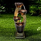 chillscreamni 40” H Modern Outdoor Fountain - 4 Crocks Outdoor Garden Fountains with Contemporary Design for Garden, Patio, Deck, Porch, Backyard and Home Art Decor