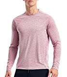 Mens Long Sleeve T Shirts Workout(L,Berry Heather)