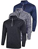 Liberty Imports Pack of 3 Men's Performance Quarter Zip Pullovers with Pockets, Quick Dry Active Long Sleeve Shirts (Edition 1, Large)