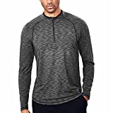 Mens 1/4 Zip Pullover Workout Long Sleeve Golf Shirt for Men(M,Black & Grey)