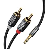 Cablecreation RCA Audio Cable 3.5mm Male to 2-Male RCA Cable, Y Splitter Design Stereo Audio RCA Male Cable, 3 Meters, Black