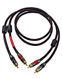 RCA Cable, 2RCA Male to 2RCA Male Stereo Audio Cables 【Hi-Fi Sound】Braided RCA Stereo Cable for Home Theater, HDTV, Amplifiers, Hi-Fi Systems, Car Audio, Speakers (2M(6.6FT))