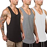 Muscle Killer 3-Pack Men's Muscle Gym Workout Stringer Tank Tops Bodybuilding Fitness T-Shirts (Medium, Black+Gray+White)