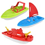 FUN LITTLE TOYS 3 PCS Bath Boat Toy Yacht Pool Toy Speed Boat Sailing Boat, Floating Toy Boats for Bathtub Bath Toy Set for Baby Toddlers, Birthday Gift for Kids