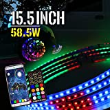 15.5inch Dancing/Chasing Flow Illuminated LED Wheel Ring Light Kit w/Turn Signal and Braking Function Controlled by App and Remote Control for Truck All Jeep Offroad with Lock Function…