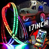 AddSafety Chasing Color 17 inch Single Row Brightest Strobe Led Wheel Ring Lights Car Tire Lights w/Turn Signal and Braking Functionand Can Controlled by remote and app Simultaneously -4PCS