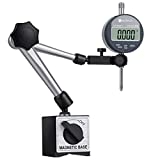 Neoteck Digital Dial Indicator Gauge and Magnetic Base Set, with Storage Case, 0-1inch/ 25.4mm, 0.01mm/ 0.0005" Inch/Metric Conversion Measuring Tool for 3D Printer Lathe Workshop Woodworking- Silver