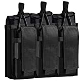 Tactical Mag Pouch for Rifle and Pistol, Open-Top Molle Double/Triple Magazine Pouches Holder Carrier for M4 M14 G36 HK416 Magazines and Glock 17 M1911 9MM (Black)
