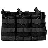 Open-Top Triple Magazine Pouch, Molle Mag Pouch Condor Plate Carrier with Bungee Straps for M4 M16 G36 HK416 Magazine-Black