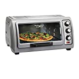 Hamilton Beach 6 Slice Countertop Toaster Oven With Easy Reach Roll-Top Door, Bake, Broil & Toast Functions, Auto Shutoff, Silver (31127D)