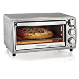 Hamilton Beach 4-Slice Countertop Toaster Oven with Bake Pan, Broil & Bagel Functions, Auto Shutoff, Stainless Steel (31143)