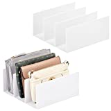 mDesign Plastic Divided Purse Organizer for Closets, Bedrooms, Dressers - Closet Shelf Storage Solution for, Purses, Clutches, Wallets, Accessories - 3 Sections, 2 Pack - White