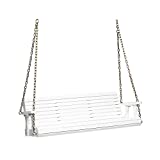 VINGLI Upgraded Patio Wooden Porch Swing for Courtyard & Garden, Heavy Duty 880 LBS Swing Chair Bench with Hanging Chains for Outdoors (5 FT, White)