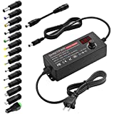 SHNITPWR 36W Universal AC to DC Adapter 3V ~ 24V Adjustable Power Supply AC/DC Converter Transformer 3V 5V 6V 9V 12V 15V 18V 19V 20V 24V 1A 1.2A 1500mA with 14 Tips & Polarity Converter