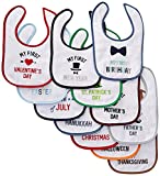 Hudson Baby Unisex Baby Cotton Terry Drooler Bibs with Fiber Filling, Boy Holiday, One Size