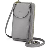 S-ZONE PU Leather RFID Blocking Crossbody Phone Bag for Women Cellphone Wallet Purse Pouch (Dark Grey RFID Blocking)
