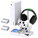 Cooling Fan Stand Compatible with Xbox Series S with 1400mAh Rechargeable Battery Pack, YUANHOT Vertical Charging Station Dock Accessories with Controller Charger Port & Cooler System for XSS - White