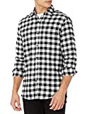 Amazon Essentials Men's Regular-Fit Long-Sleeve Flannel Shirt, Black Buffalo Plaid, X-Large