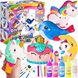 Unicorn Gift for Girls Arts Crafts Painting Toys - 5 Large Slow-Rise Unicorns Squishies DIY Kit with Paints, Christmas Birthday Party Unicorn Squishy Gifts Toys for 4, 5, 6, 7, 8 Year Old Girls Kids