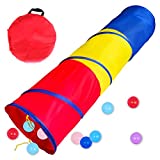 PigPigPen Kids Tunnel for Toddlers, Pop Up Play Tunnel Tent for Babies or Dogs, Indoor & Outdoor Toys for Kids Backyard Playset. (Red,Yellow,Blue Play Tent)